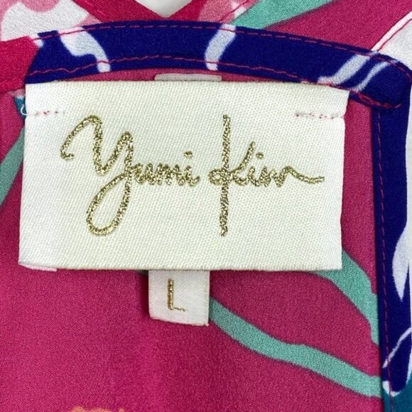 Yumi Kim Myla Tank Jayne Tulip Pink Print Floral Top Size Large Blouse Pink Blue - Picture 3 of 10